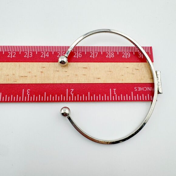 4 Silver Tone Stackable Bracelets Vintage Rhinestone Pearl Inspirational Heart - Picture 13 of 14